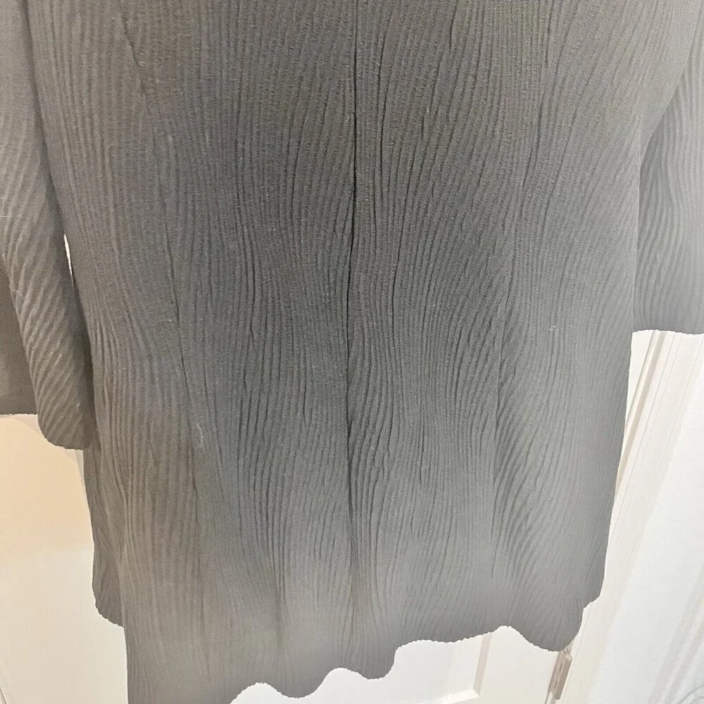 Black Eileen Fisher Jacket Size M Textured Snap Closure 3/4 Sleeve - Picture 7 of 10